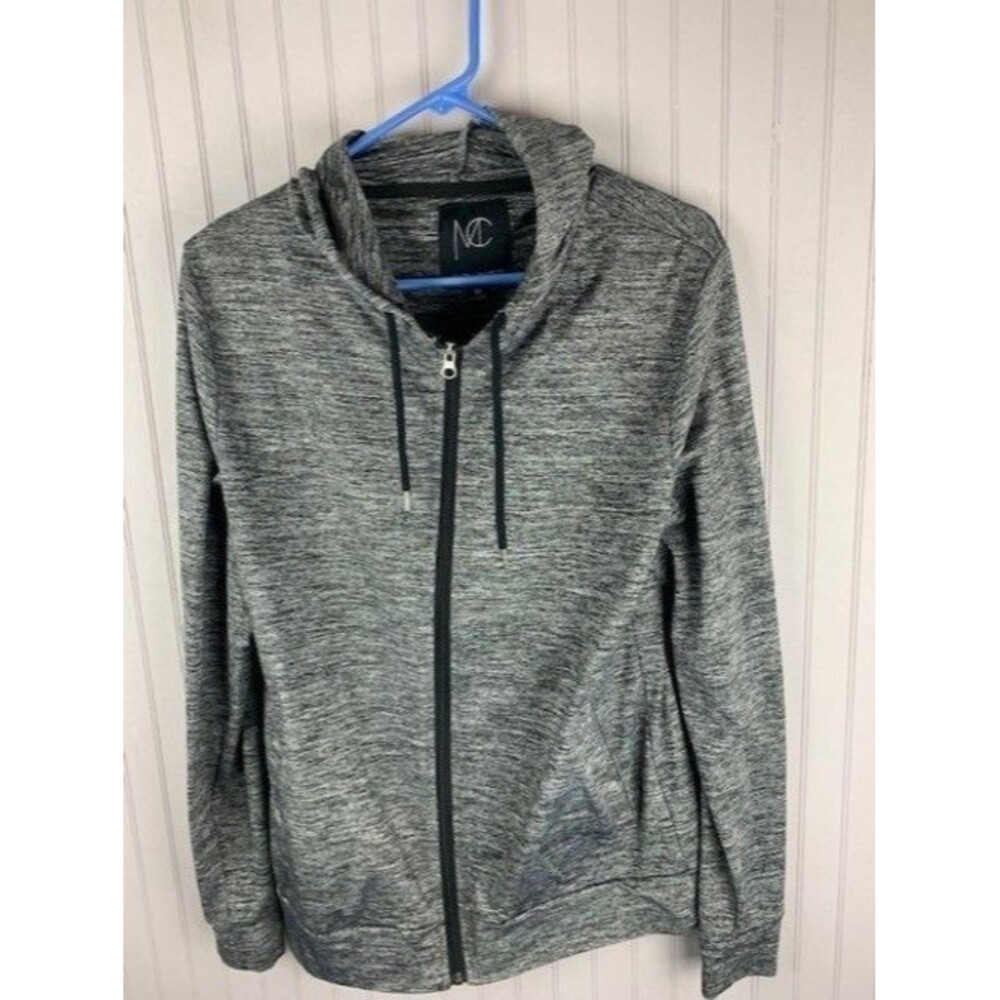 Modern Culture Size M Womens Hoodie Lightweight Front Zip Black Gray